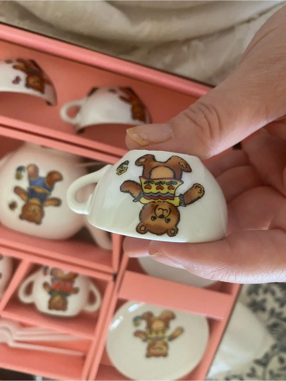 Vintage 70s Teddy Bear Mini Tea Set 16pc Boxed Cottagecore Kidcore country Gifts